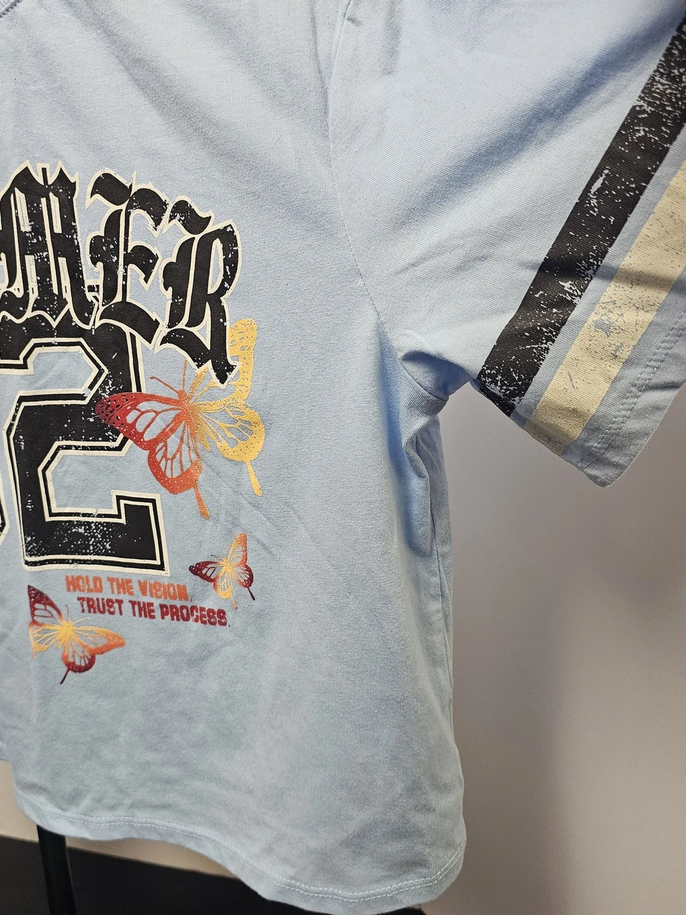 No Boundaries Light Blue Butterfly Number Graphic Tee & Shorts Set